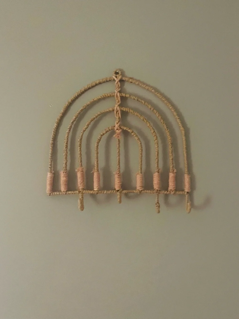 Handcrafted Rope Wall Hanging in Natural and Pink